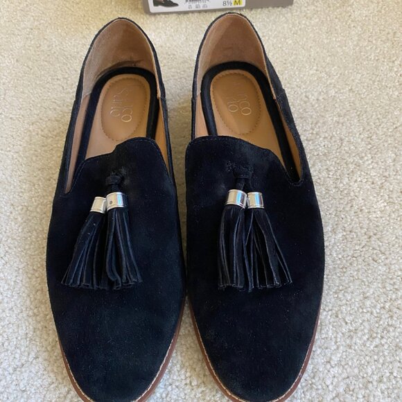 Like NEW! FRANCO SARTO black suede loafers with tassle, sz 8.5 - Picture 5 of 5